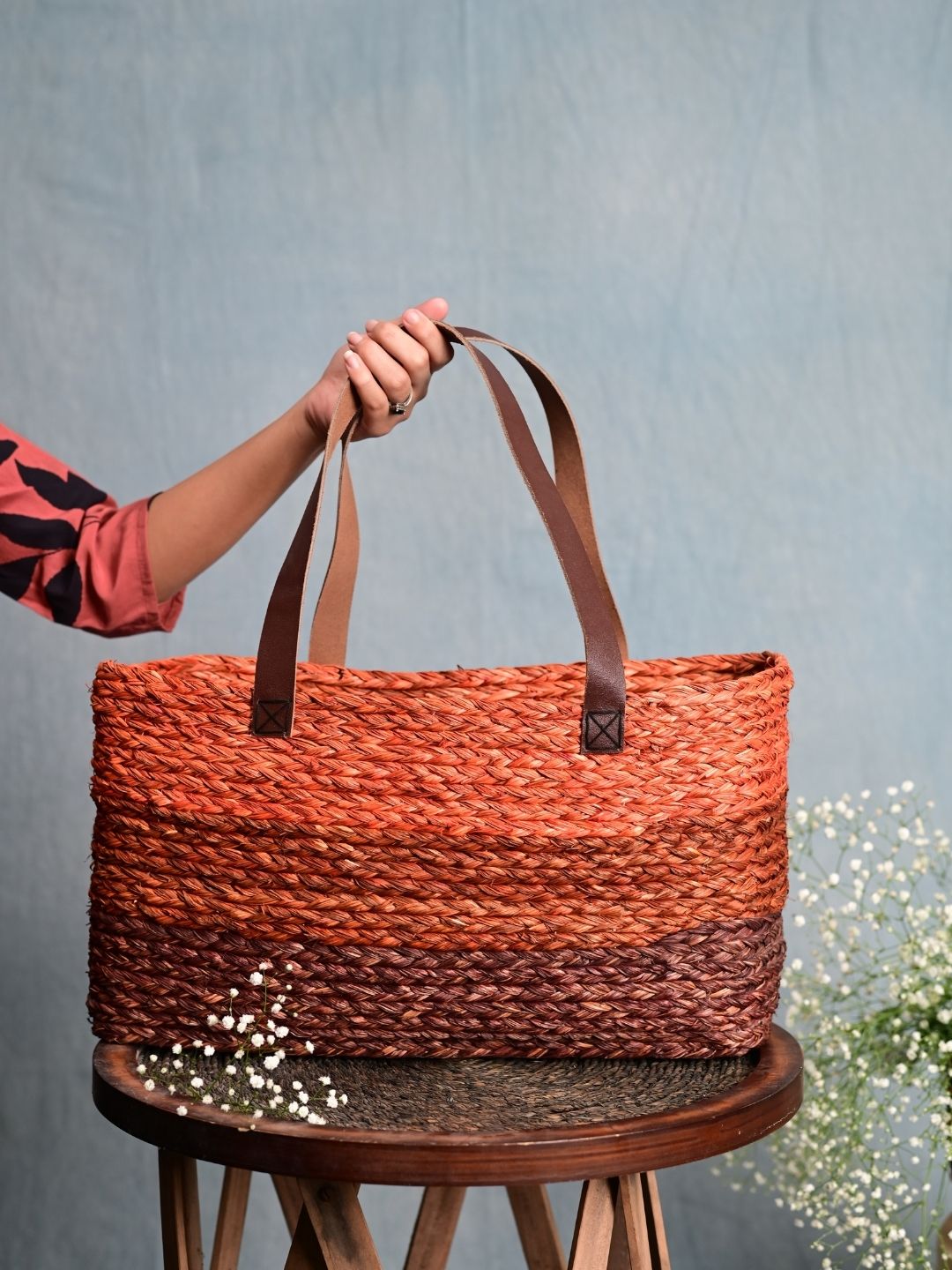 Handmade Rattan Weaving Basket Beach Straw Storage Bags for Kids