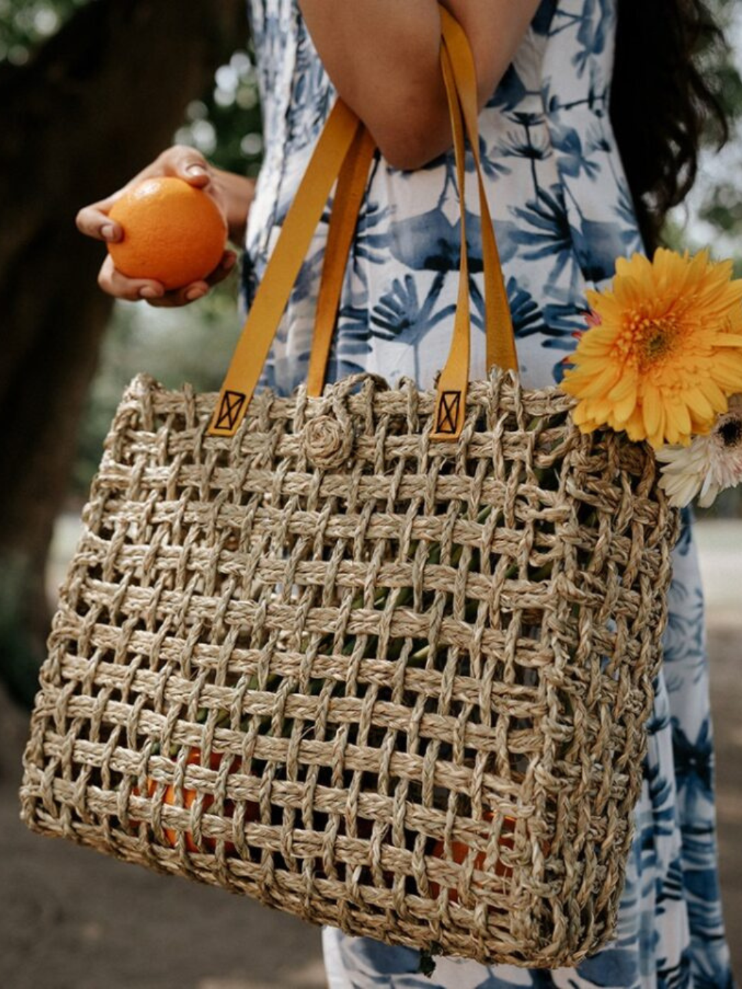 Buy Round Straw Bag Handmade Wicker Bag French Basket Beach Bag Online in  India 