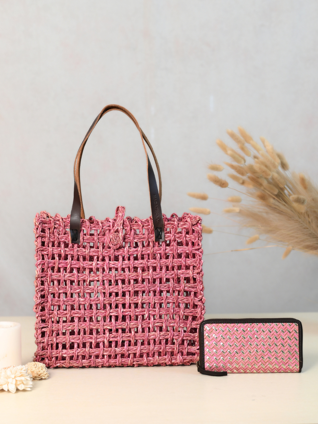 Handmade Sabai Grass Mesh Bag + Sitalpatti wallet