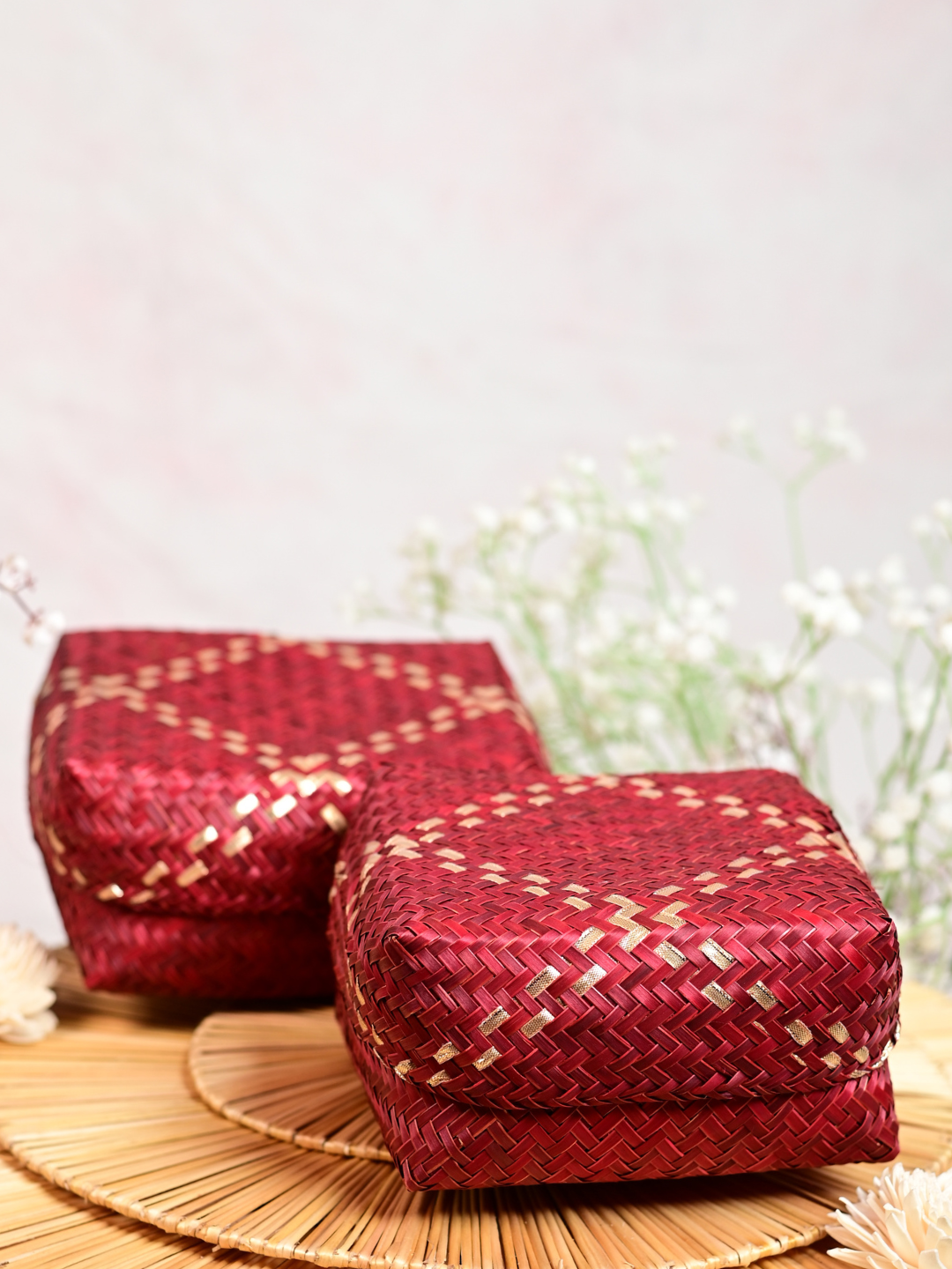 Handmade Shitalpati Cranberry Gift Box