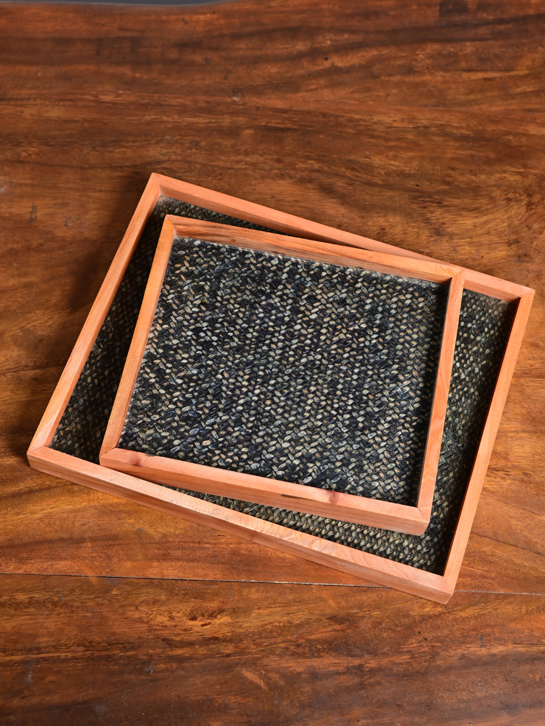 Handmade Large Forest Green Sitalpati Tray