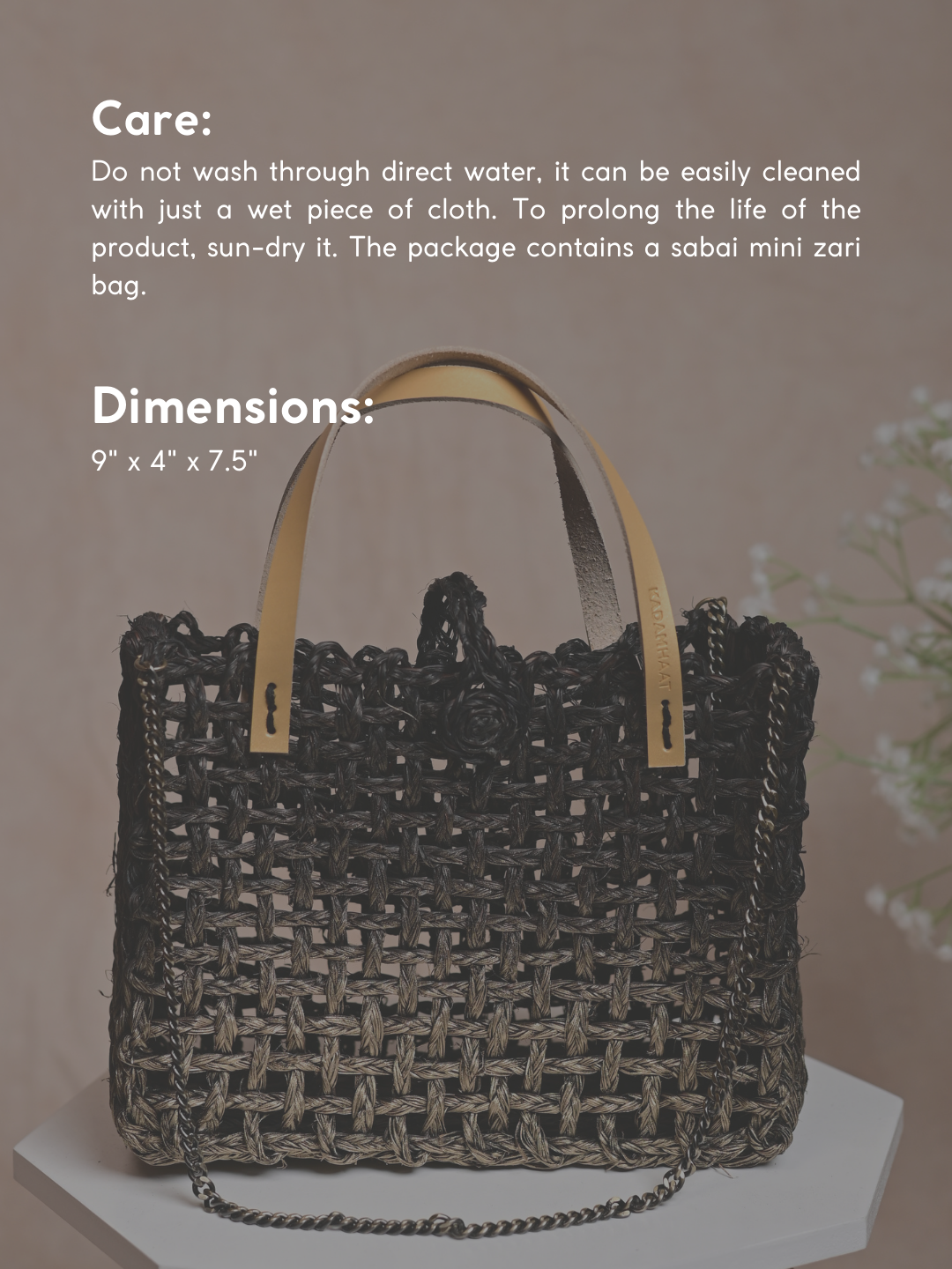 Handmade Sabai Grass Mini Mesh Bag - Black Ombre