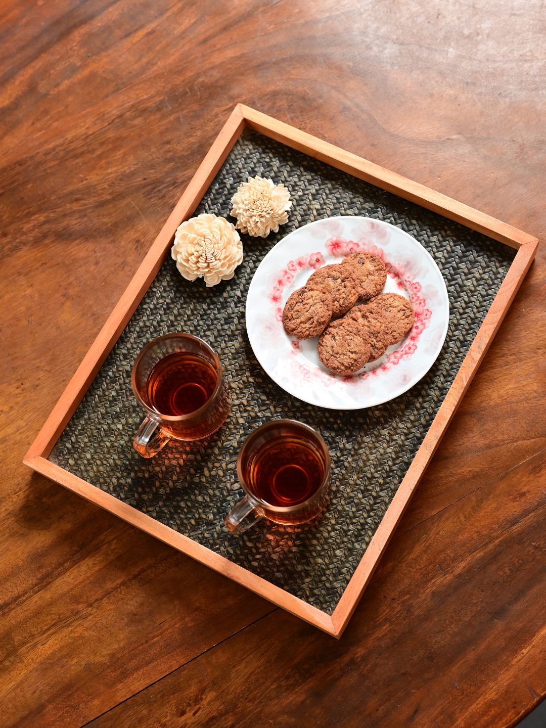 Handmade Large Forest Green Sitalpati Tray