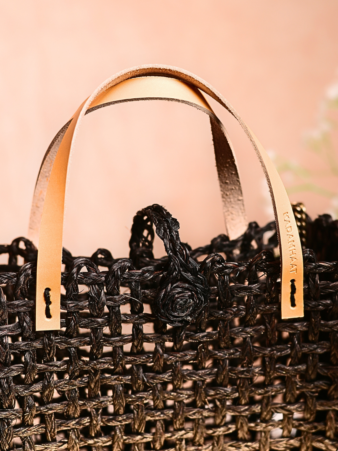 Handmade Sabai Grass Mini Mesh Bag - Black Ombre