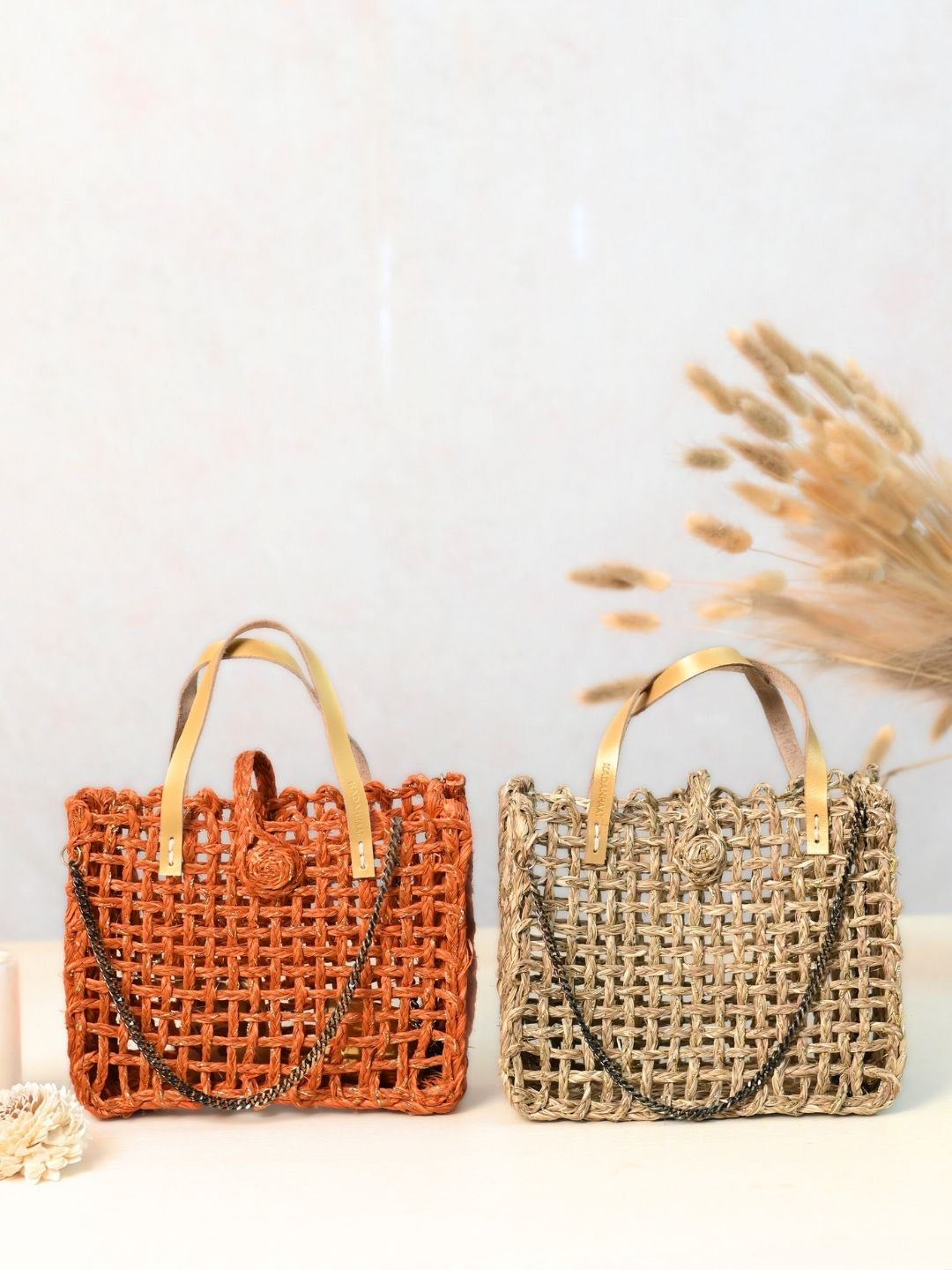 handmade sabai grass zari mini mesh - pack of 2