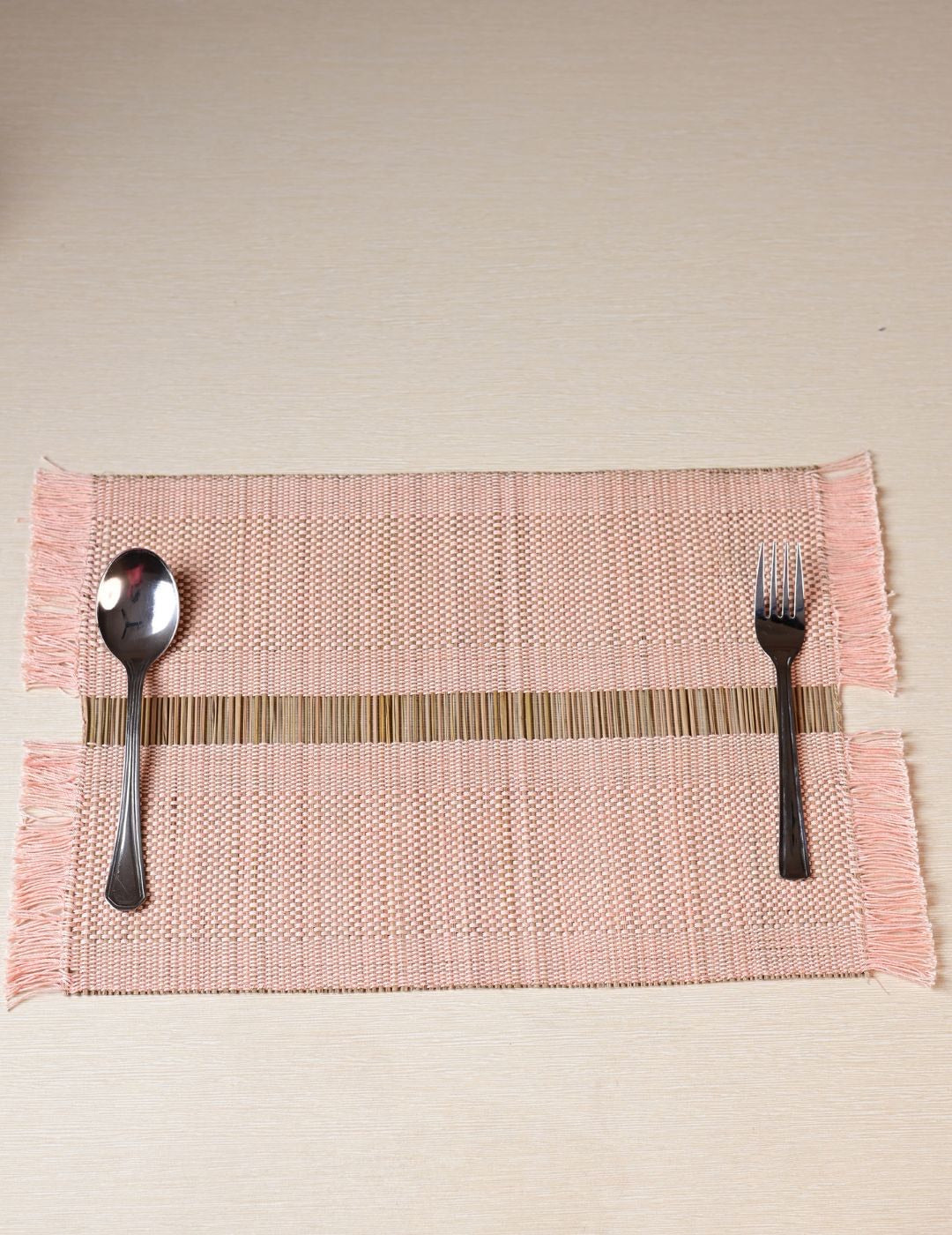 Handmade madurkathi table mat set of 4 - blush pink