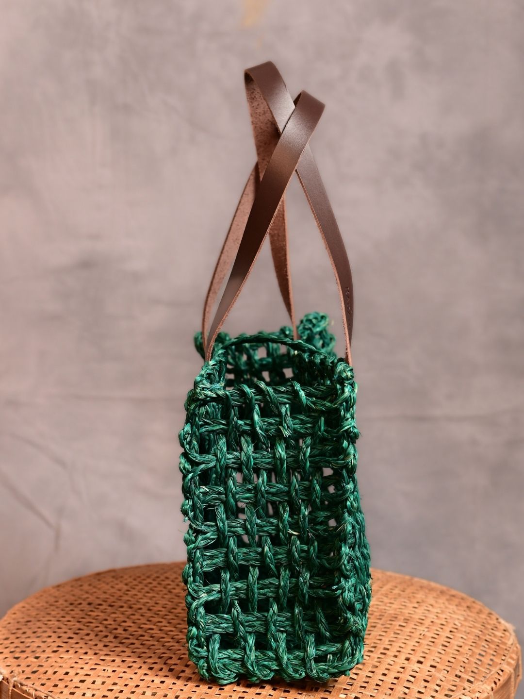 Handmade Sabai Grass Mesh Bag- Green