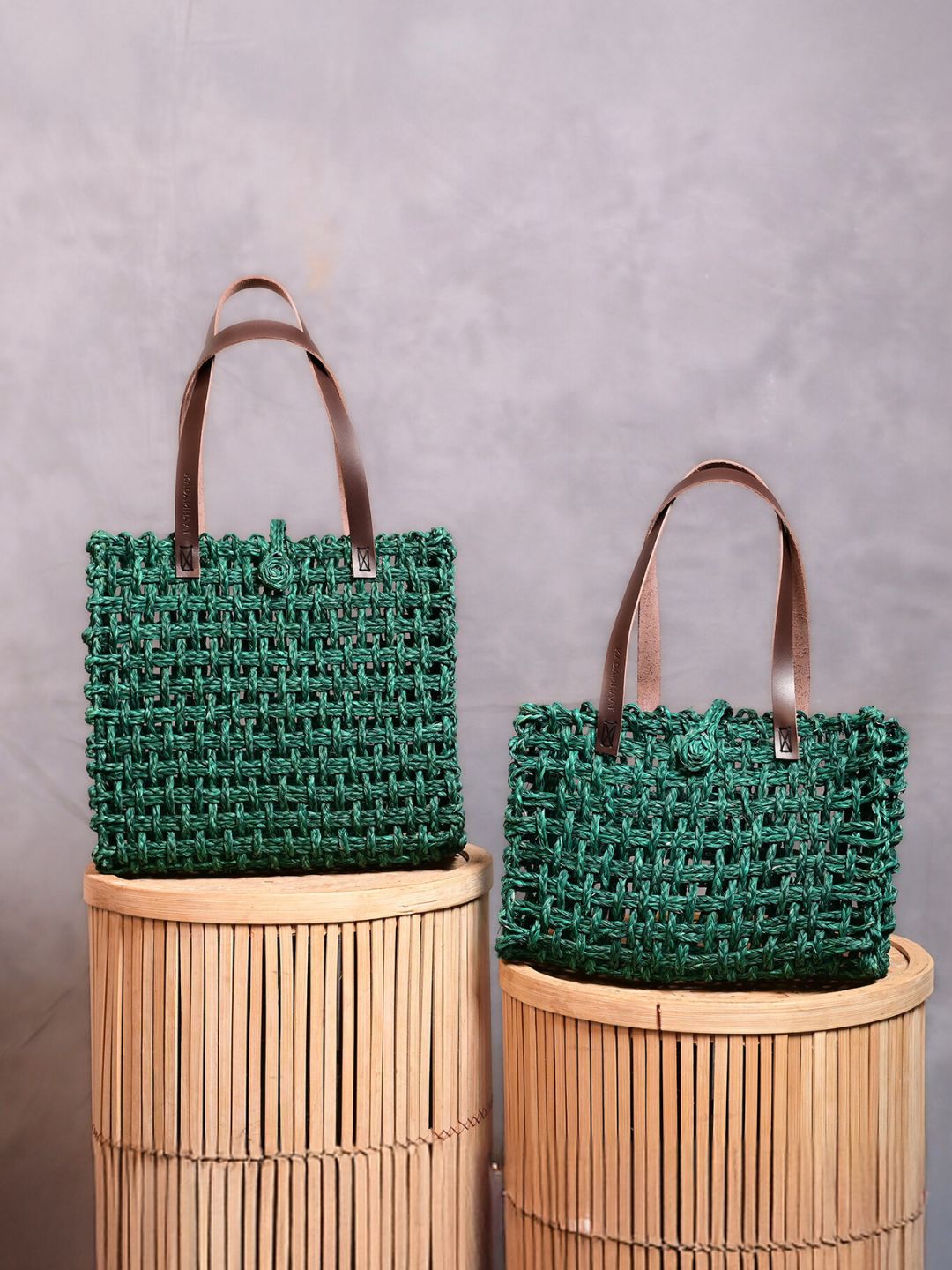 Handmade Sabai Grass Mesh Bag- Green