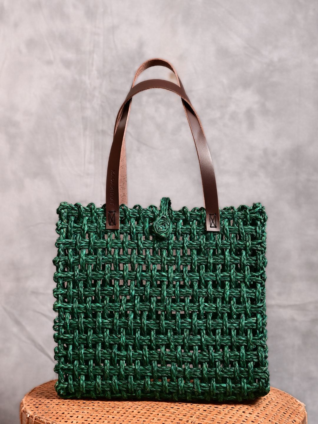 Handmade Sabai Grass Mesh Bag- Green