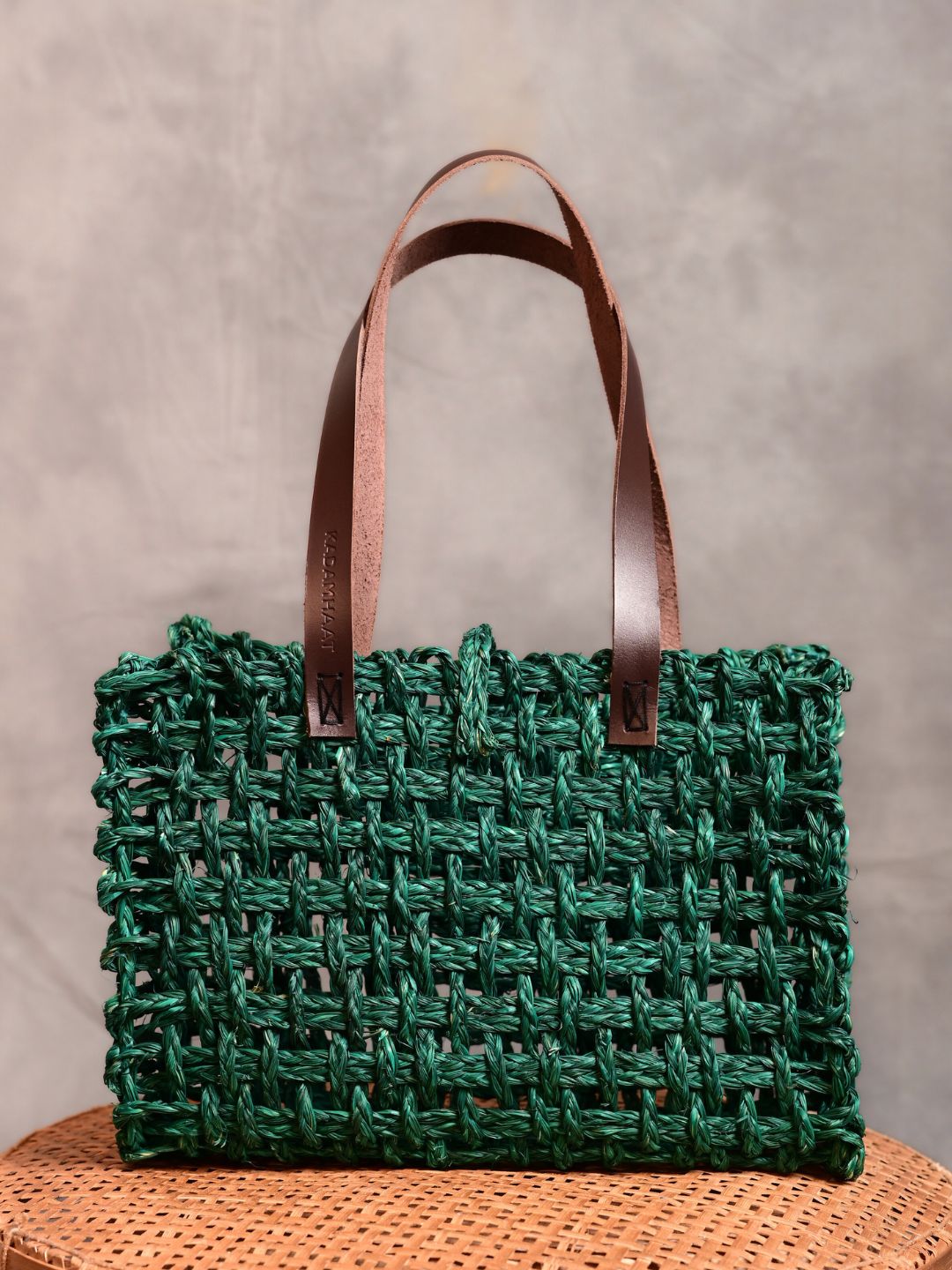 Handmade Sabai Grass Mesh Bag- Green