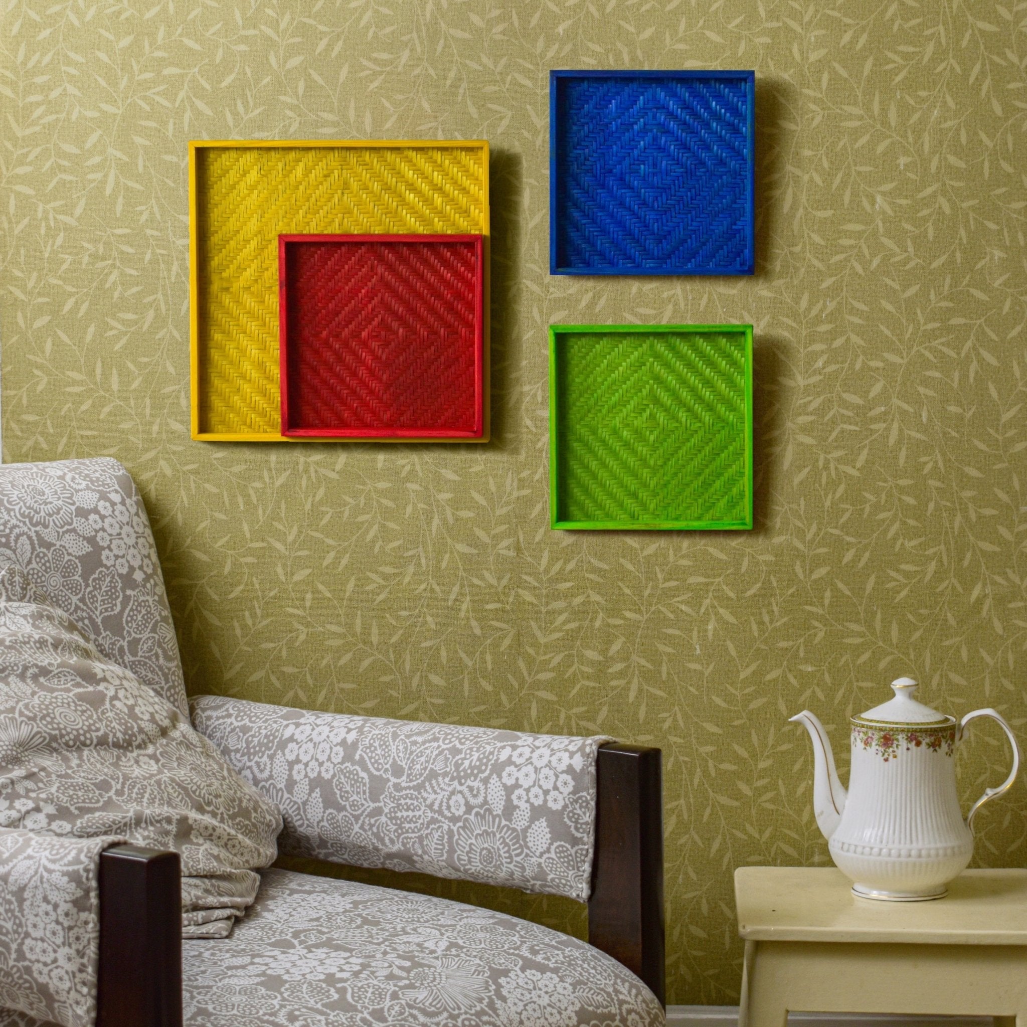 Bamboo Multi - Coloured Wall Art Set - Kadam Haat