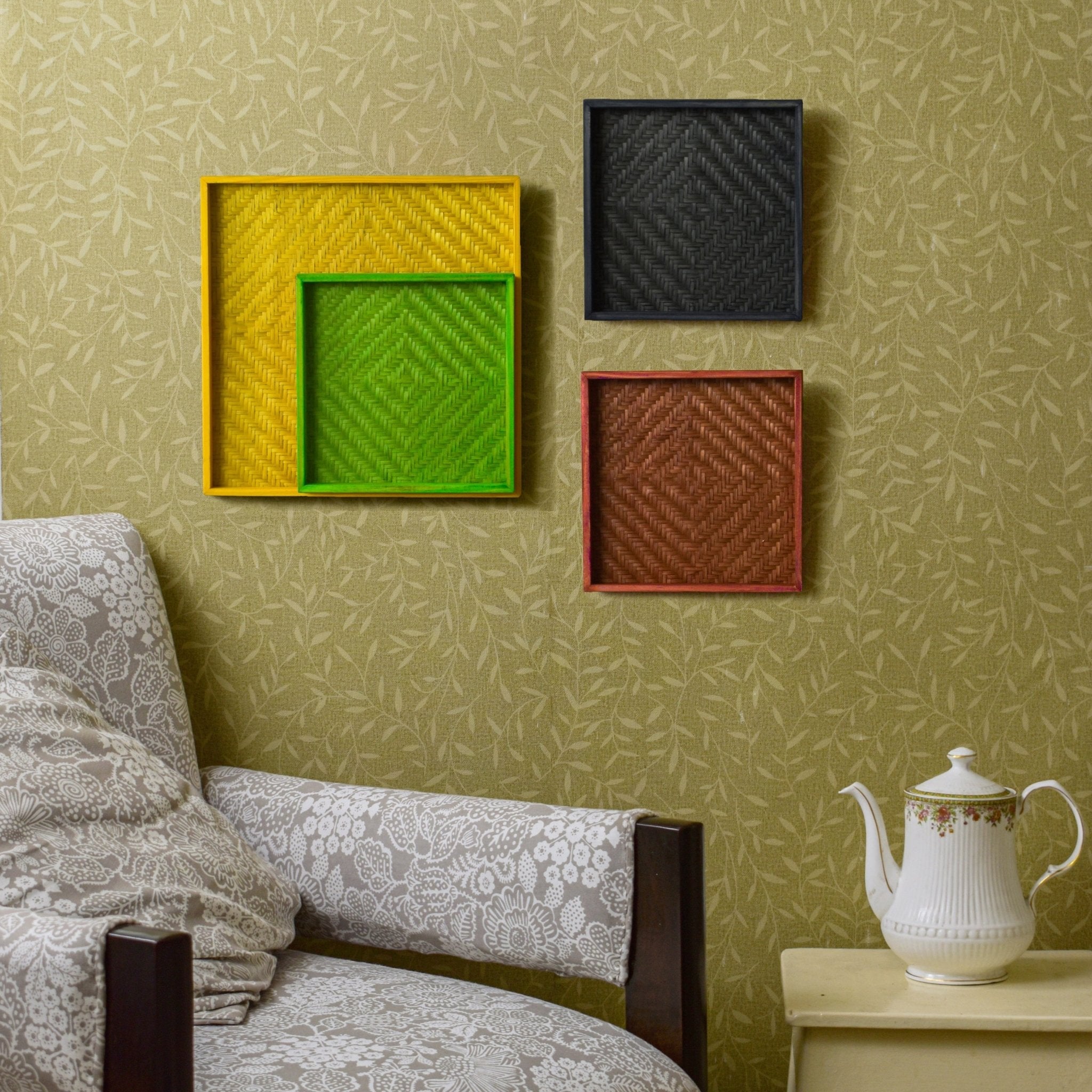 Bamboo Multi - Coloured Wall Art Set - Kadam Haat