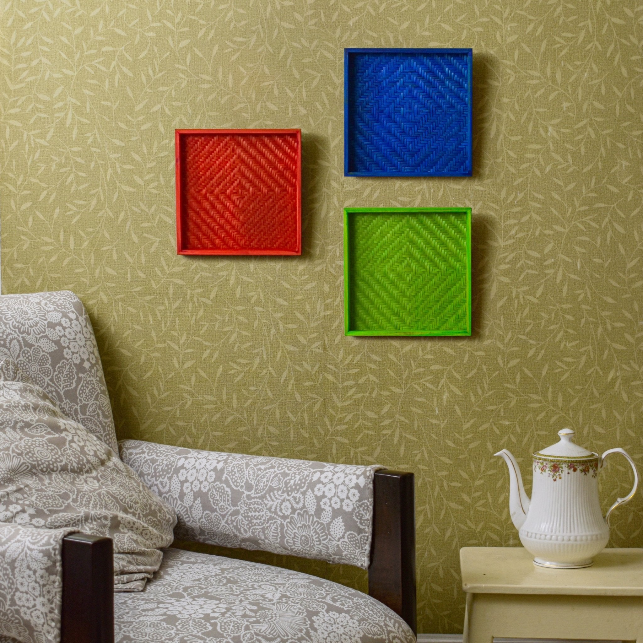 Bamboo Multi - Coloured Wall Art Set - Kadam Haat