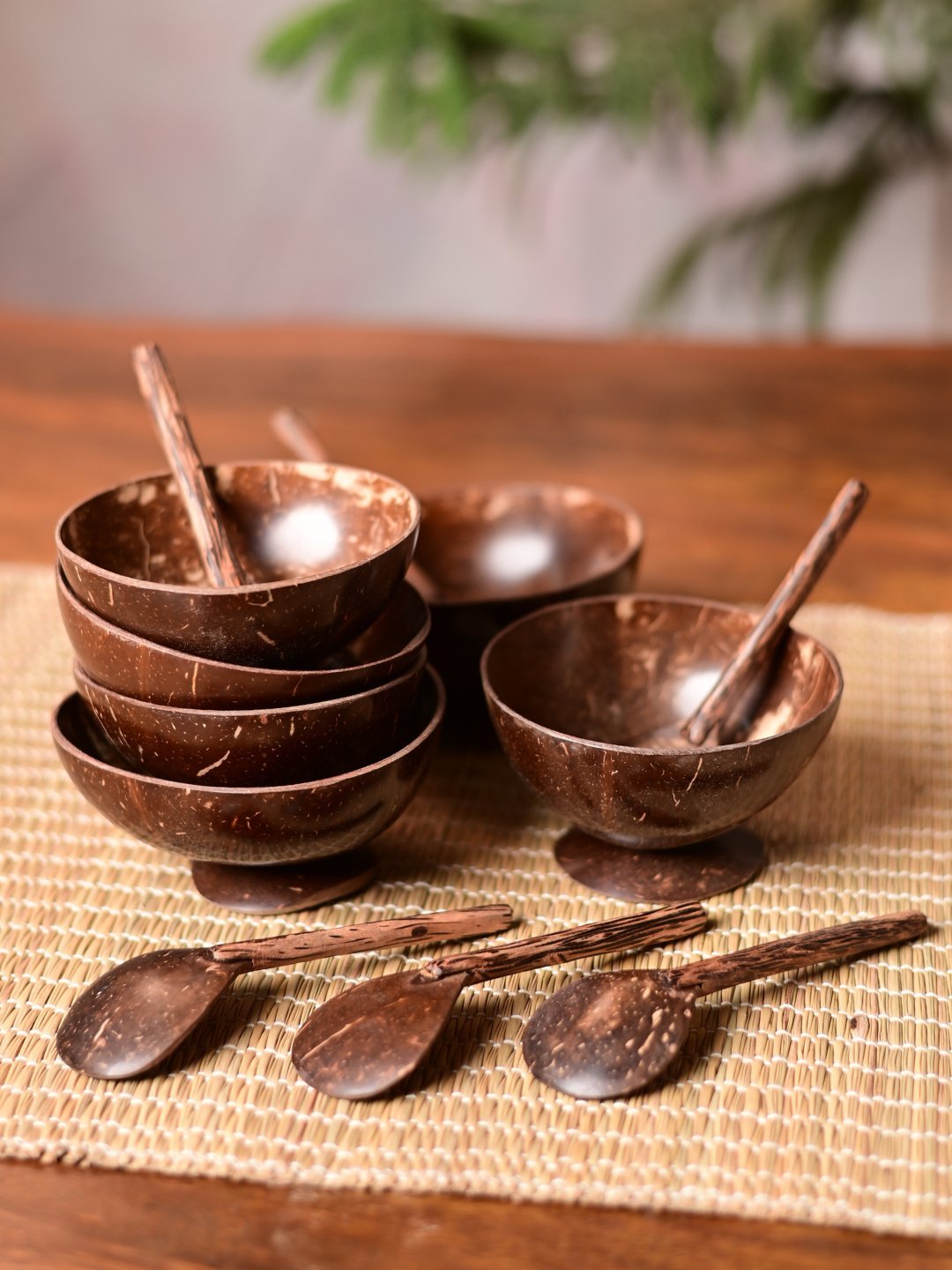 Coconut Shell Bowls with Spoon Set - Kadam Haat