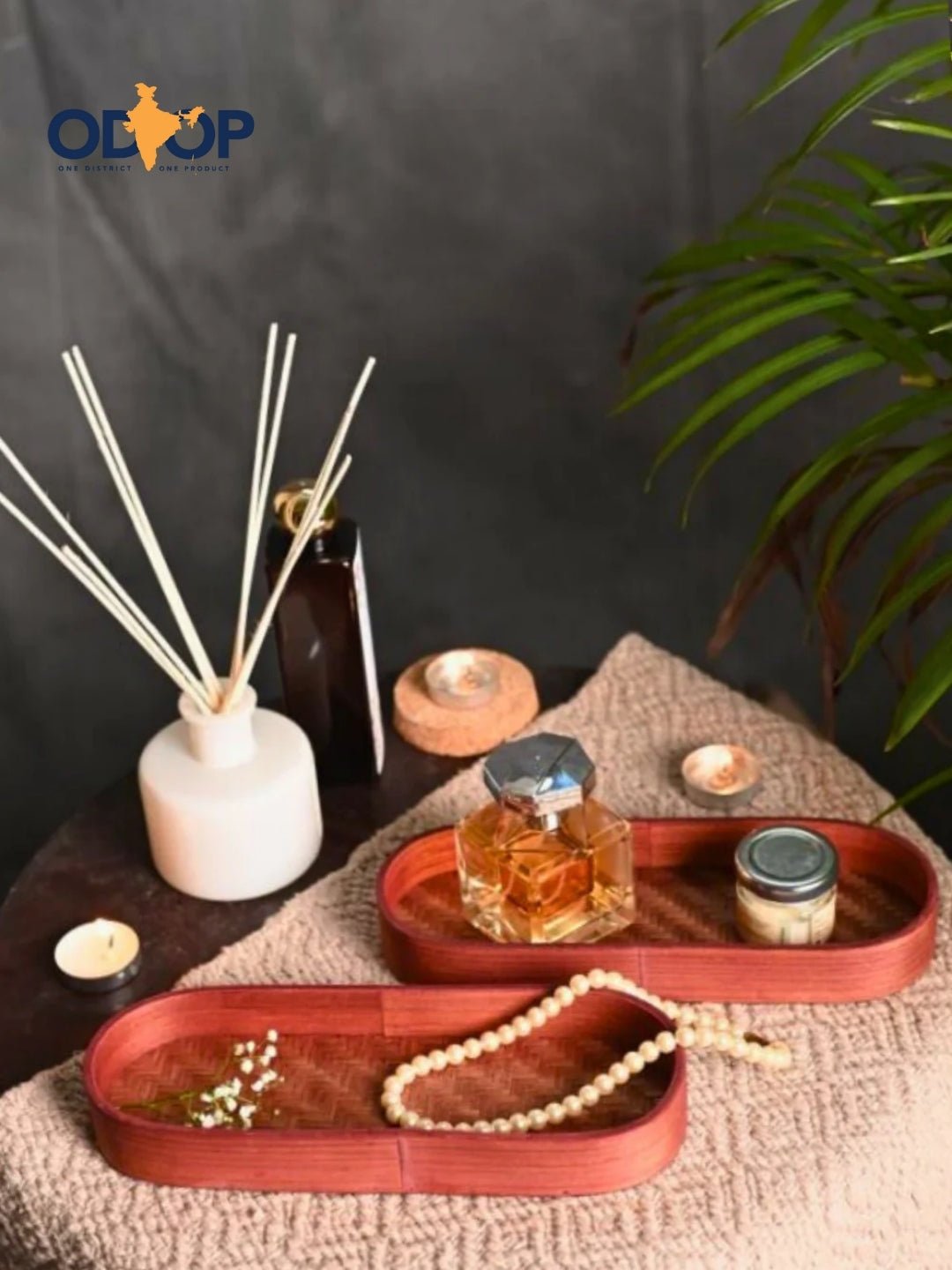 Handmade Bamboo Bedside Tray - Brown - Kadam Haat