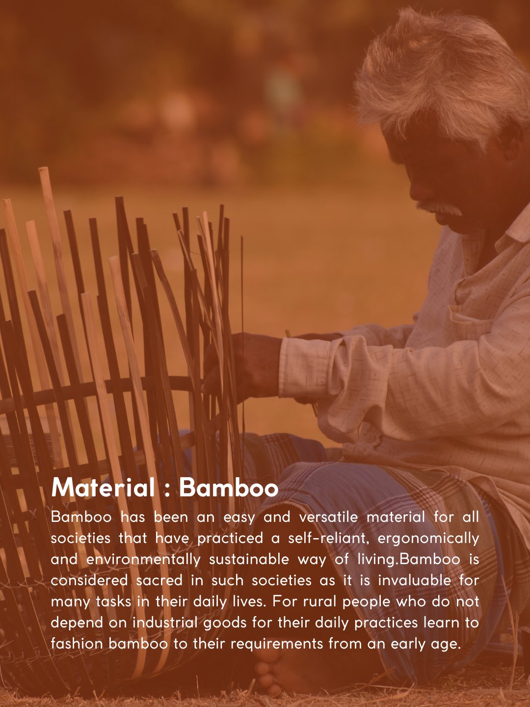 Handmade Bamboo Bedside Tray - Orange - Kadam Haat