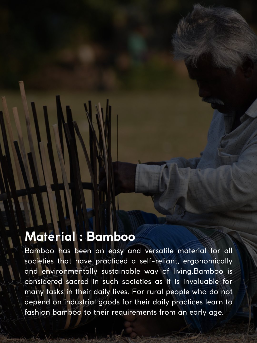 Handmade Bamboo Rectangular Basket - Black - Kadam Haat