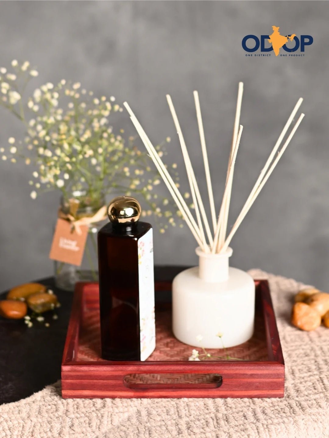 Handmade Bamboo Square Tray - Brown - Kadam Haat