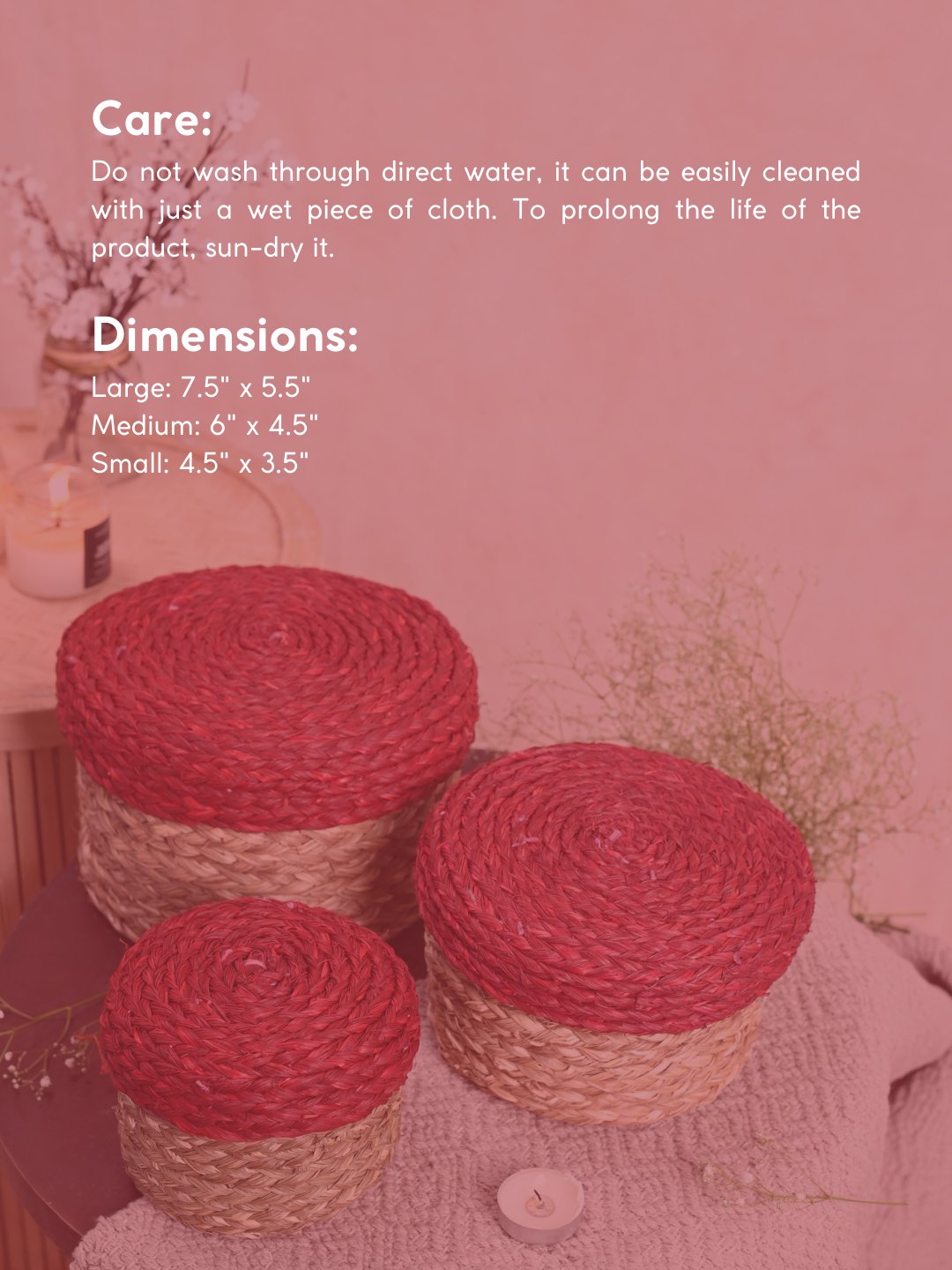 Handmade Sabai Gift Box - Red | Set of 3 - Kadam Haat
